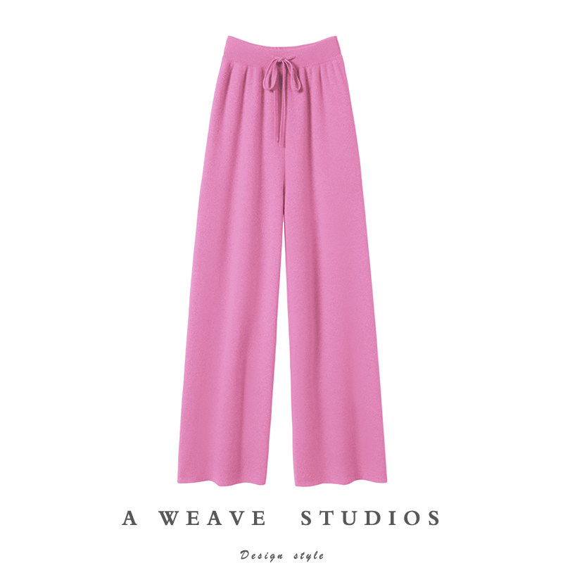 裤型太好看！实穿~大克重加厚羊绒阔腿裤子女针织直筒休闲裤外穿