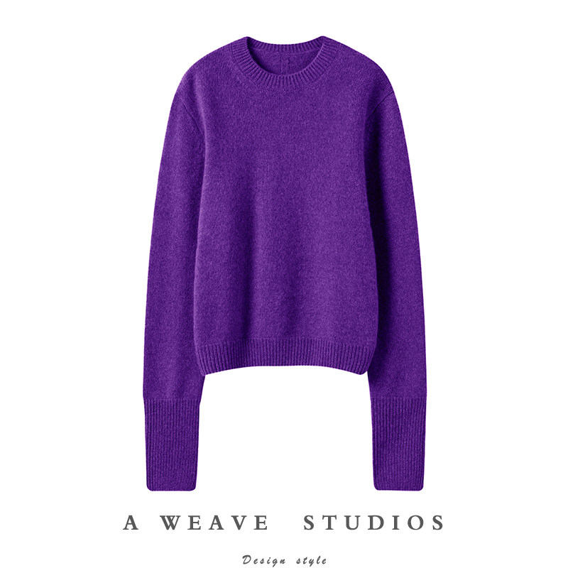 Chao嗲的那一件！气质紫色！纯羊绒毛衣女圆领山羊绒衫加厚新款,女装/女士精品,羊绒衫,淘宝优惠券,粉丝福利购,淘宝优惠卷