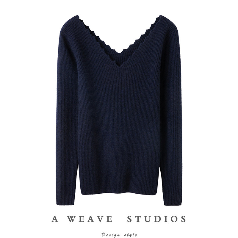 意想不到的好看~锯齿纹前后V领羊绒衫女纯羊绒毛衣修身针织打底衫,女装/女士精品,羊绒衫,淘宝优惠券,粉丝福利购,淘宝优惠卷