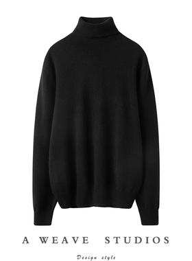太chao值！衣橱bi备基础款 高领羊绒衫女纯羊绒毛衣撞色 杏色黑色