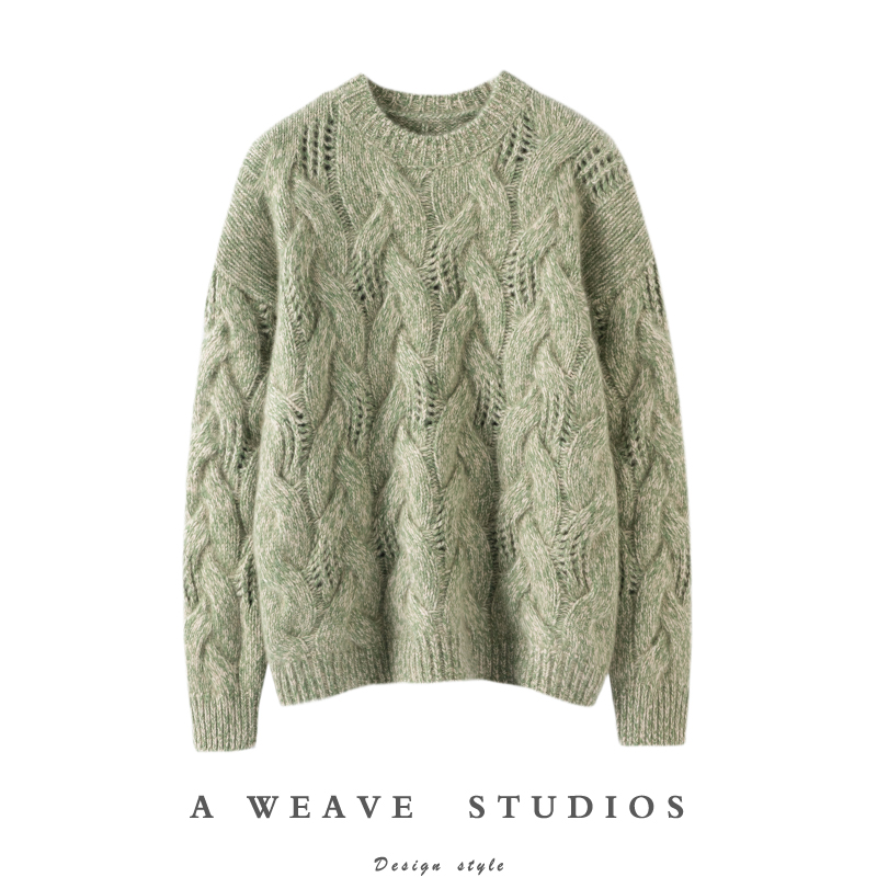 时装界新宠~重磅大克重！加厚山羊绒衫女圆领纯羊绒毛衣宽松