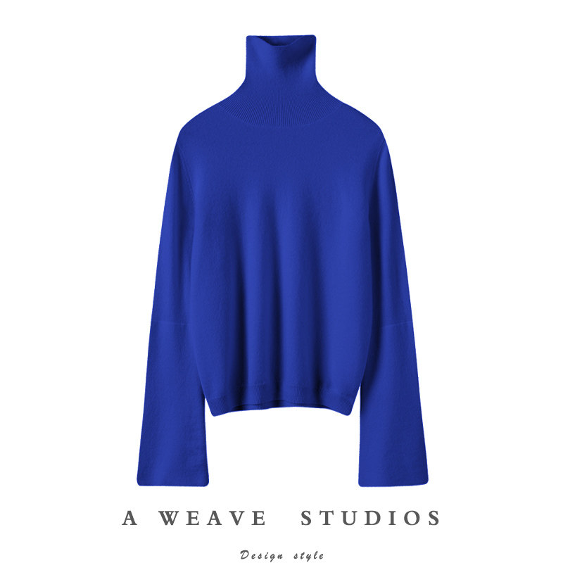 我的深爱~宝石蓝双层大廓袖高领羊绒衫女纯羊绒毛衣套头2024新春,女装/女士精品,羊绒衫,淘宝优惠券,粉丝福利购,淘宝优惠卷