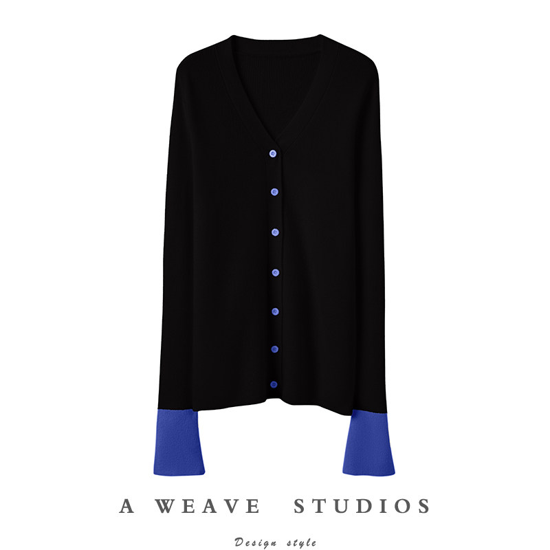 悠悠我心！撞色喇叭袖纯山羊绒开衫羊绒毛衣针织开衫修身百搭显瘦,女装/女士精品,羊绒衫,淘宝优惠券,粉丝福利购,淘宝优惠卷