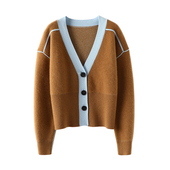 加厚V领羊绒开衫 气质款 通勤复古时髦范 女纯羊绒毛衣针织外套