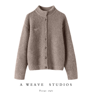 毛巾圈加厚毛衣开衫 色100%纯山羊绒衫 女宽松外套 意式 一万个推荐