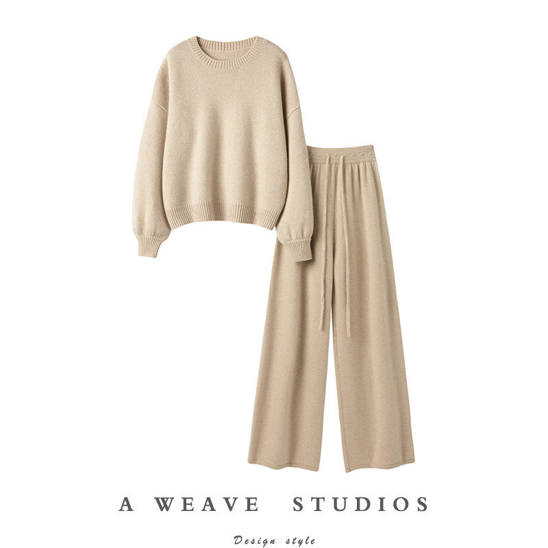 气质理想型！越穿越爱~灯笼袖加厚羊绒衫女毛衣阔腿裤羊绒套装女,女装/女士精品,羊绒衫,淘宝优惠券,粉丝福利购,淘宝优惠卷