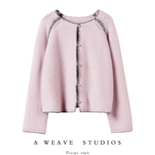 针织羊绒开衫 美到让你自信 100纯山羊绒手工拼接贝壳绣长袖 女秋冬