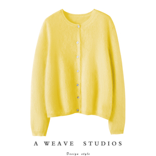 JINBR100%山羊绒拉绒小香风女士外套baby软糯ding级拉毛开衫