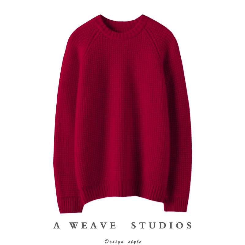 掩饰不住的气质~重磅加厚圆领羊绒衫女纯羊绒毛衣针织衫宽松冬