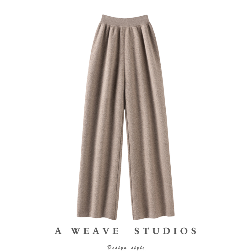 嗷嗷叫加厚四平针！纯山羊绒裤子女外穿休闲针织羊绒直筒裤阔腿裤