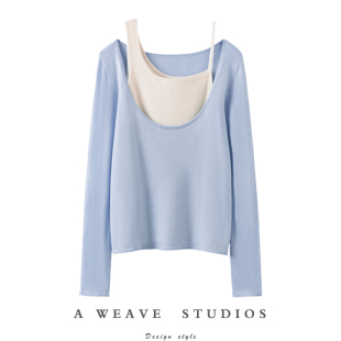 两件套秋冬 套头针织衫 美艳天成 设计感小众撞色100%纯羊绒长袖