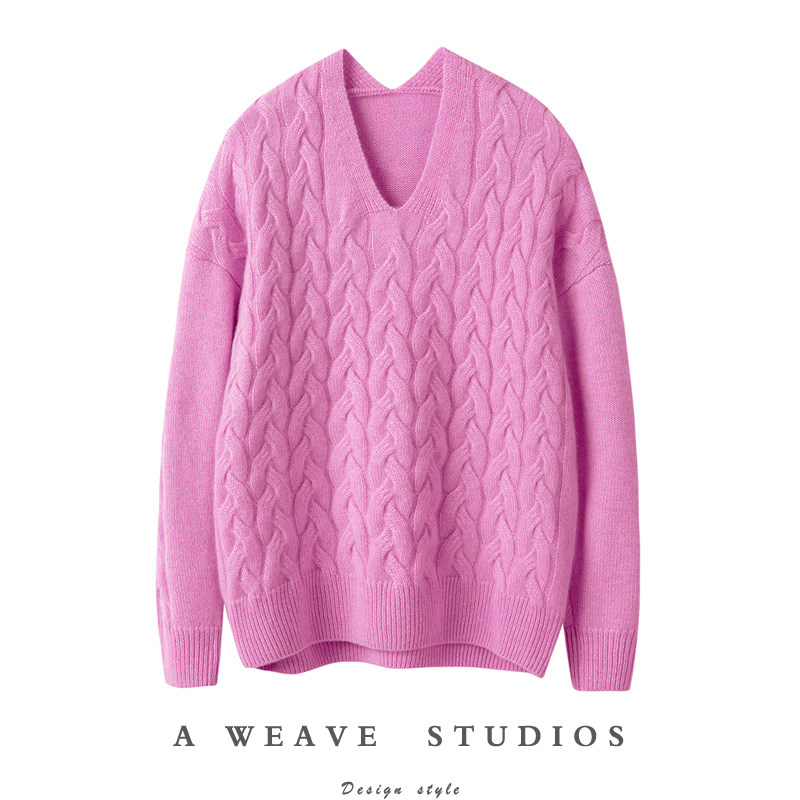 如此时髦！时髦妞入~小V领羊绒衫女重磅加厚绞花羊绒毛衣女,女装/女士精品,羊绒衫,淘宝优惠券,粉丝福利购,淘宝优惠卷