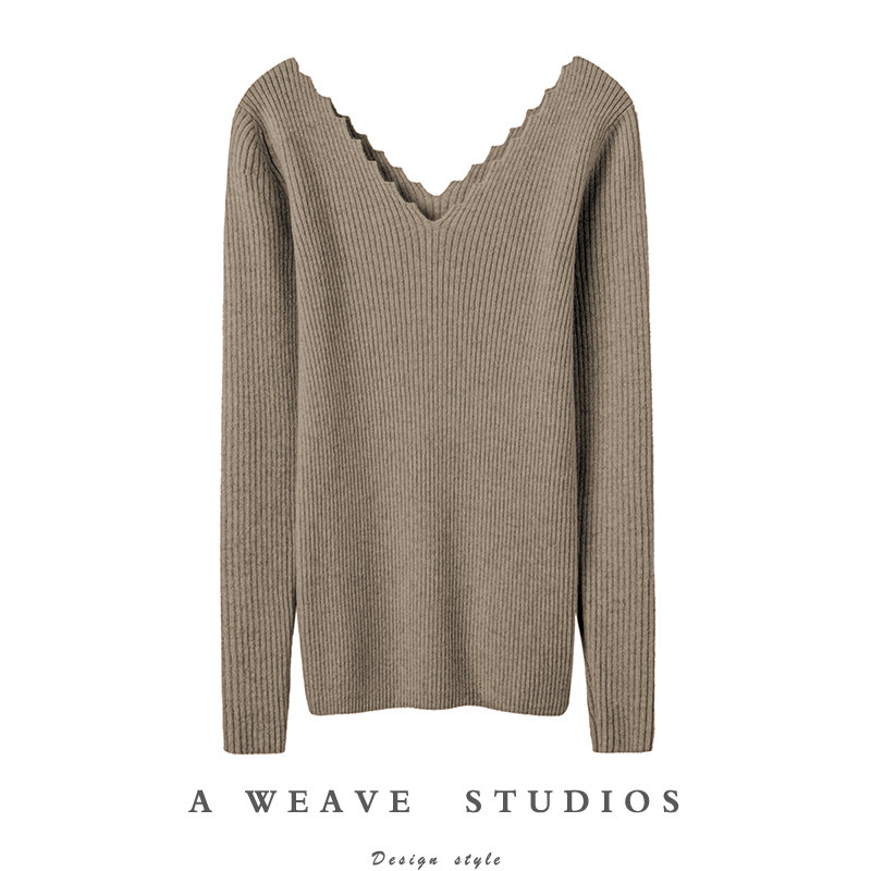 上身真的气质哇~锯齿纹前后V领羊绒衫女纯羊绒毛衣修身针织打底衫,女装/女士精品,羊绒衫,淘宝优惠券,粉丝福利购,淘宝优惠卷