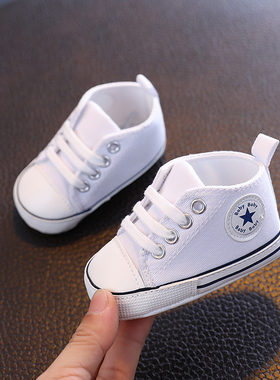 男女宝宝帆布鞋软底鞋婴儿鞋0-1岁休闲系带学步鞋春秋3-6-12个月
