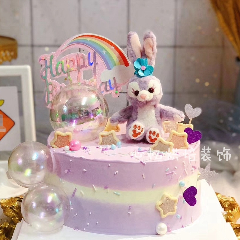 星黛露蛋糕装饰摆件网红公主史黛拉紫色毛绒兔子公仔儿童玩具挂件