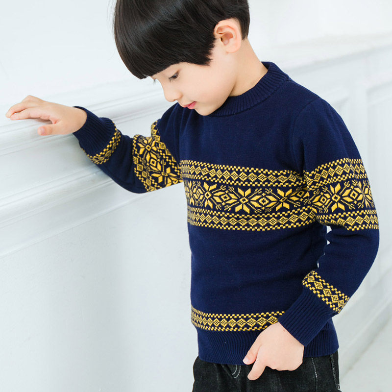 男童春秋套头长袖毛衣加厚儿童针织衫大童纯棉小孩打底毛线衣童装