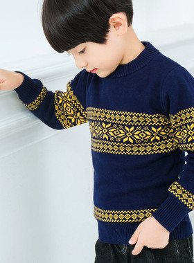 男童春秋套头长袖毛衣加厚儿童针织衫大童纯棉小孩打底毛线衣童装