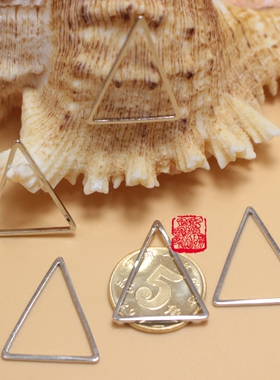 DIY饰品黄铜金属材料 镀铂金保色 20*25mm三角形 铜管圈首饰配件