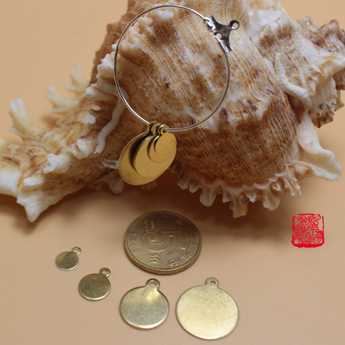 手工合金/镀银/镀金全新iy饰品配件黄铜 6-82-15单吊孔平面圆片