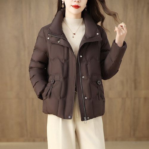 加厚短款羽绒服女2025冬高端品牌小个子中年妈妈装显瘦白鸭绒外套