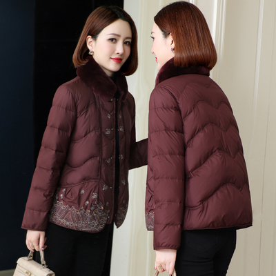 国风刺绣短款羽绒服女