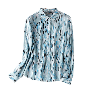 2026春高端品牌桑蚕丝真丝衬衫女长袖杭州丝绸通勤显瘦印花上衣OL