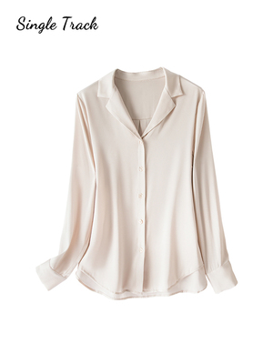 宽松24姆米西装领长袖真丝衬衫女