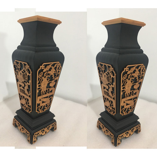 松木花瓶木雕产品金花木雕工艺川头五供宴王花瓶配饰配件家具饰品