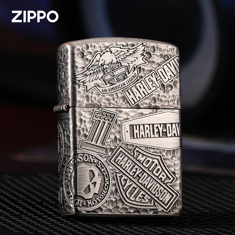 zippo打火机古银手雕哈雷十一章