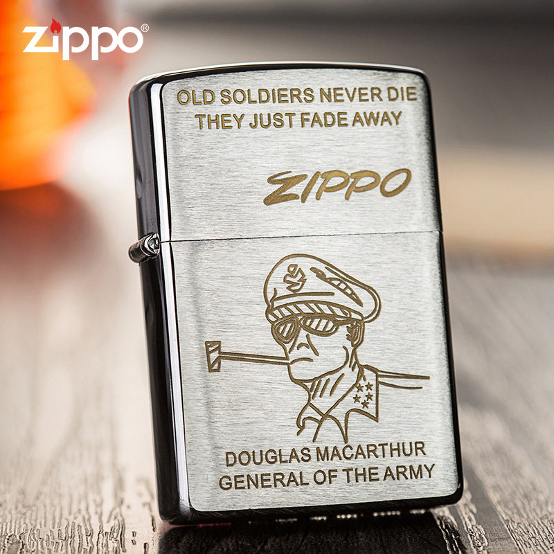 ZIPPO打火机官方正品煤油防风芝宝拉丝麦克阿瑟五星上将军送礼zp