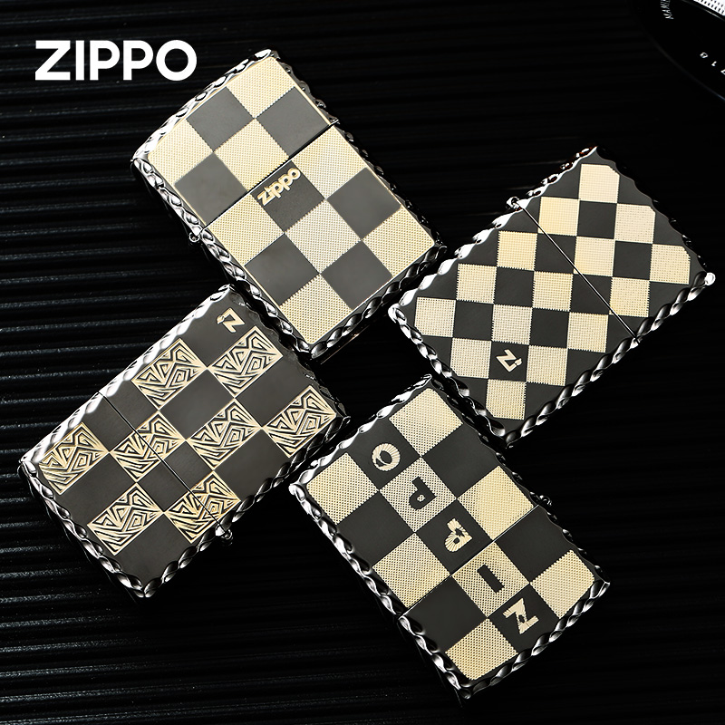 ZIPPO打火机官方正品 防风芝宝黑冰绅士格子送男士朋友生日礼物zp
