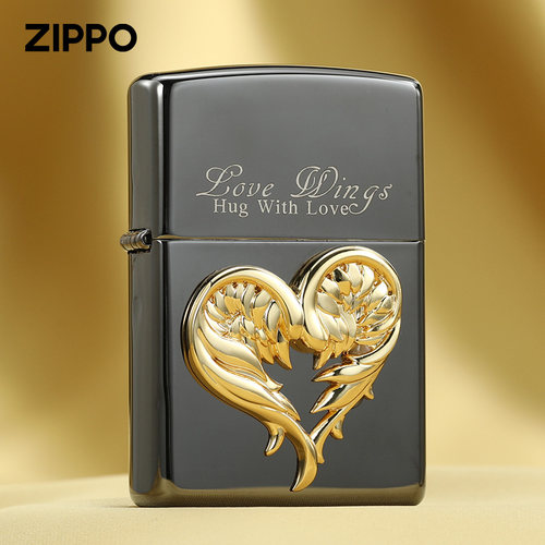 zippo打火机黑冰羽你同心