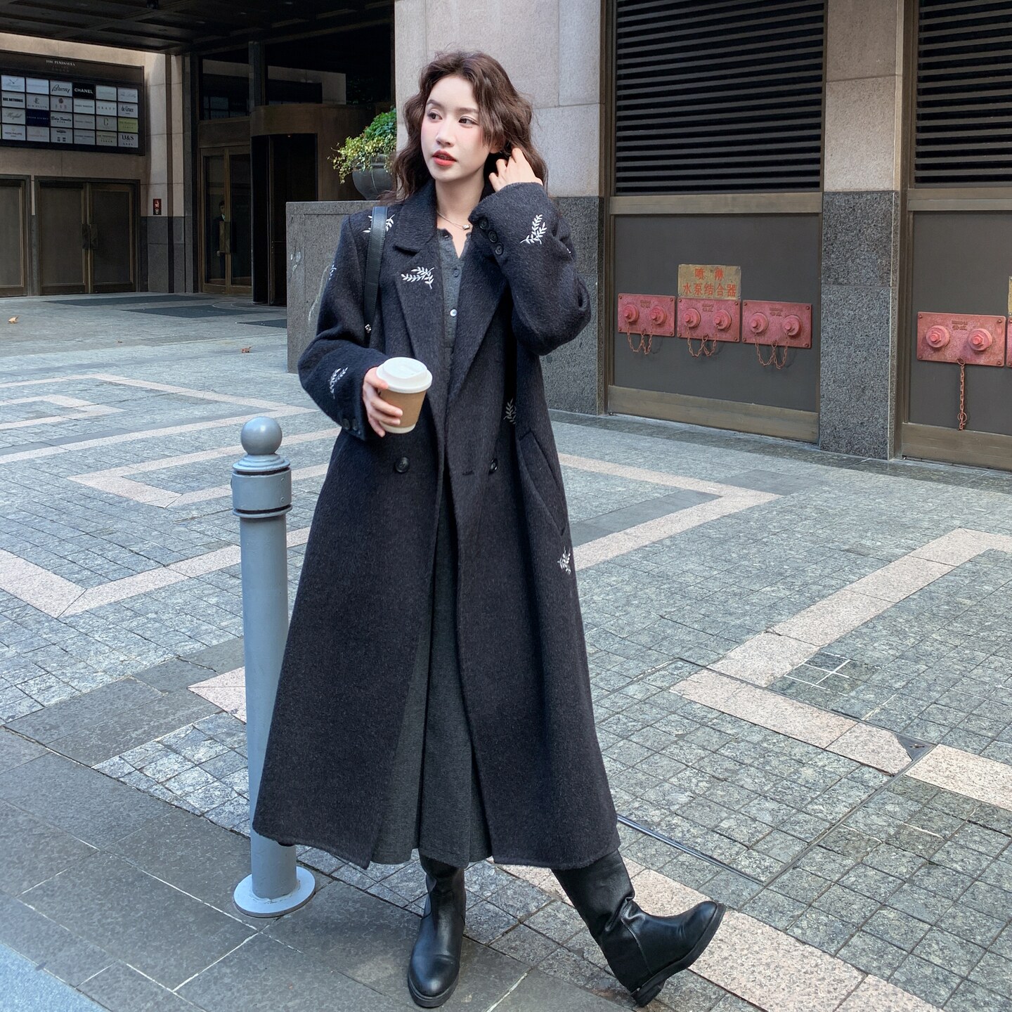 （）羊毛双面呢原创绣花大长款2C373-2611-P355-K498,女装毛呢外套,2C373