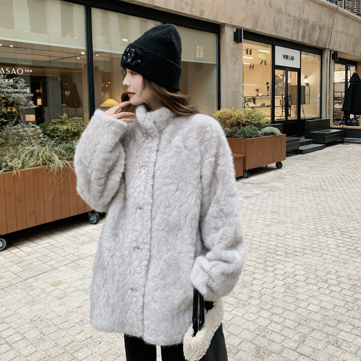 ()加厚环保水貂毛皮毛一体外套D2623-P195-K298,女装短外套,2C373