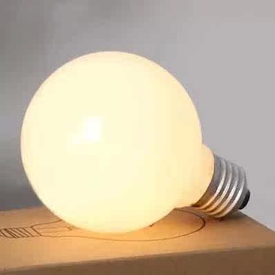 led龙珠玻璃灯泡E27螺口节能光源暖光吊灯奶白色圆形球泡G80节能