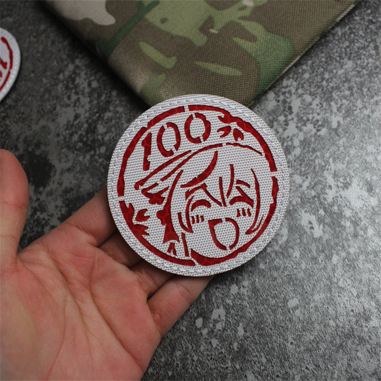 激光切割碧蓝 档案100分表情反光魔术贴章 个性背包贴 创意臂章