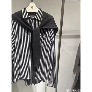 NUTS那时专柜正品国内代购2025年秋披肩竖条纹毛织外套6350506A