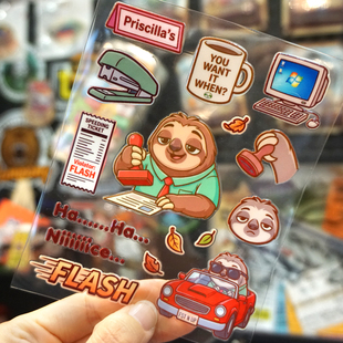 动画同人电影动物城车管所DMV树懒闪电UV转印贴防水防晒diy水晶标