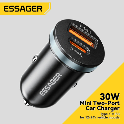 Essager 30W USB C Car Charger Type C Quick Charger PD QC 3.0 SCP 5A Fast Charging Car Phone Charge