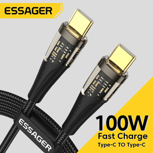Essager PD 100W Cable USB C to C High Speed Charging 5A For Xiaomi POCO Huawei Oneplus iPad Macbook