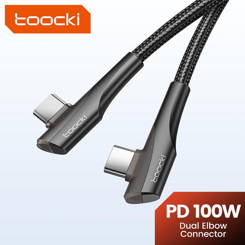 Toocki PD 60W 100W USB Type C Cable 90 Degree Dual Elbow Data Cord For iPhone Xiaomi Samsung Realme