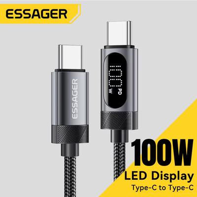 Essager Digital Dispaly USB C Cable For iPhone 17 16 15 Xiaomi Huawei Macbook iPad Type C to C Cable