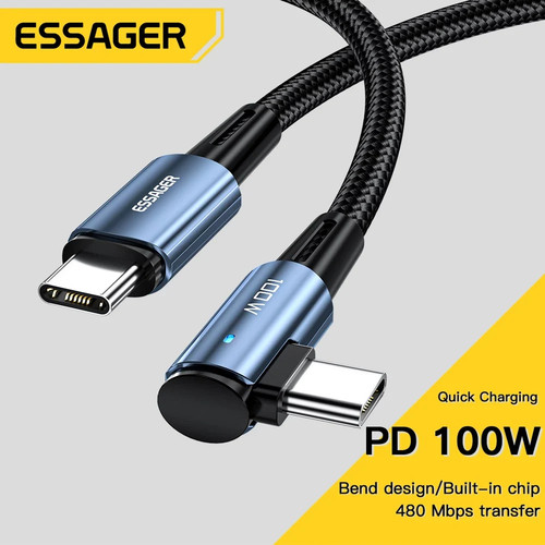 Essager 100W USB Type C To USB C Cable 90 Degree Angle For iPad MacBook Pro Xiaomi Samsung Huawei
