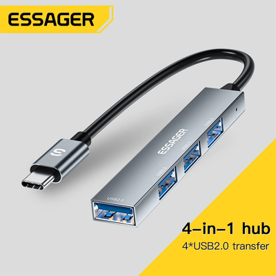 ESSAGER 4-in-1 USB C Hub USB 2.0 High Speed Splitter Adapter