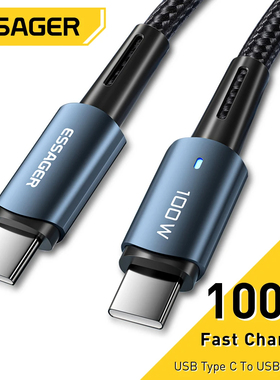 Essager 100W USB Type C To USB C Cable Fast Charging For Xiaomi Huawei P30 P40 Pro Samsung S21 Ultra