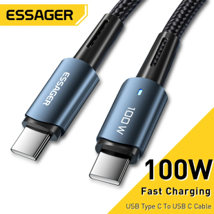Essager 100W USB Type C To USB C Cable Fast Charging For Xiaomi Huawei P30 P40 Pro Samsung S21 Ultra