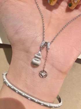 官方正品丨小红书爆款拉丝葫芦铜钱项链新中式轻奢感ins小众设计