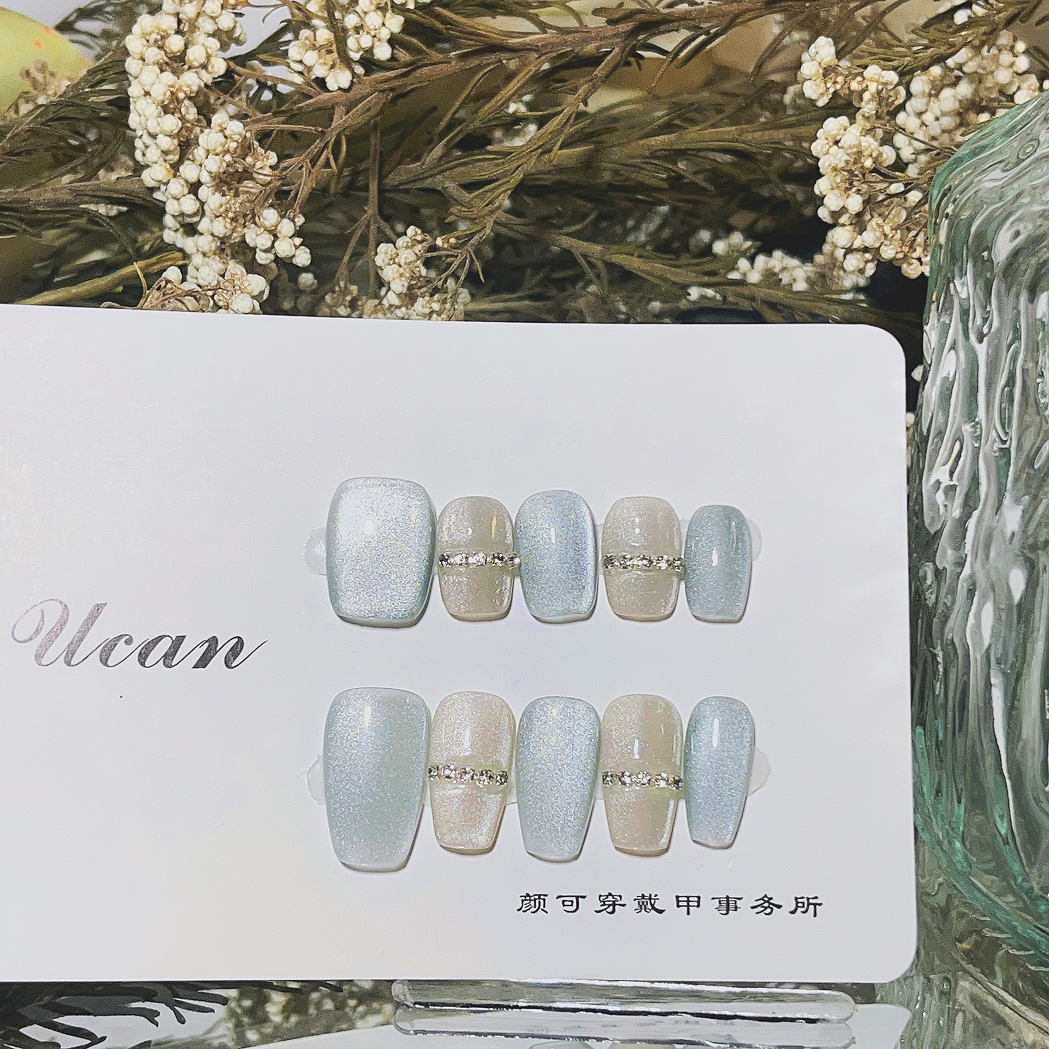 【千金】透雾霾蓝玻璃珠猫眼显白气质款