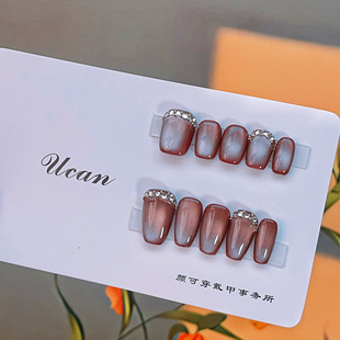 【十二时】美拉德红猫眼款显白秋冬新品纯手工穿戴甲