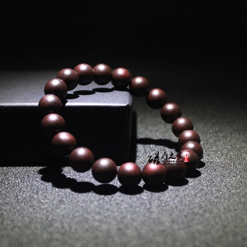 强磁性天然稀土艾灸石养生链磁石手链归元石圆珠无绳手链磁灸石
